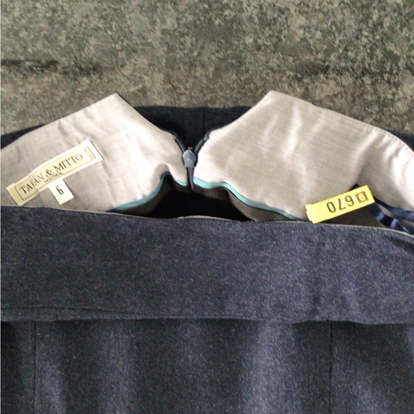 TAVÃN & MITTO Montreal Designer Luxurious Navy Wool Suit Pencil Skirt - Size 4-6 - Picture 4 of 6